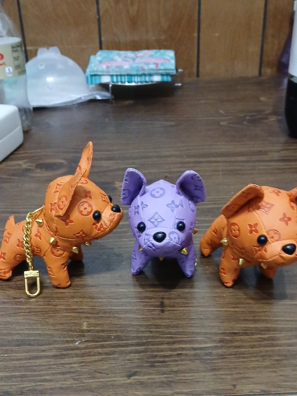 Orange and Purple  Dog Keychains Only One Is Stamped The Are Fashion